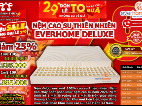 Giảm 29% nệm cao su thiên nhiên everhome