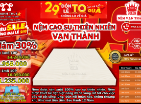 Giảm 30% Nệm cao su thiên nhiên vạn thành kèm quà tặng 8 món