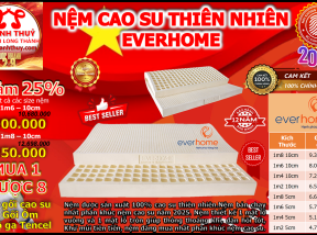Giảm 25% nệm cao su thiên nhiên everhome