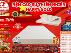 Giảm 28% Nệm Cao Su thiên Nhiên Kim Cương Happy Gold