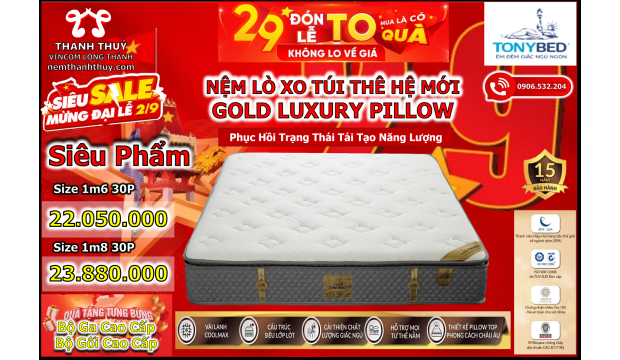 Nệm Lò Xo Túi Châu Âu - Tặng Ngay 3TR900