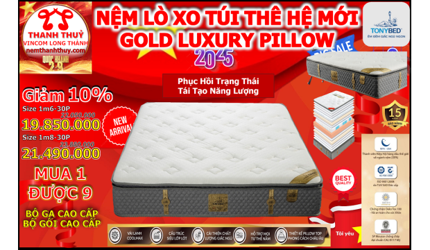 Nệm Lò Xo Túi Châu Âu - Tặng Ngay 3TR900