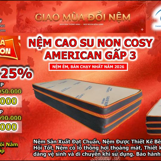 Nệm Cao Su Non Cosy American Gấp 3