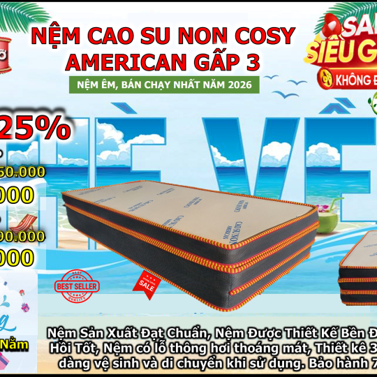 Nệm Cao Su Non Cosy American Gấp 3