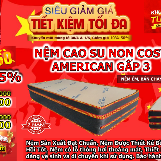 Nệm Cao Su Non Cosy American Gấp 3