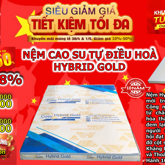 Nệm Foam Điều Hoà Thế Hệ Mới Hybrid Gold