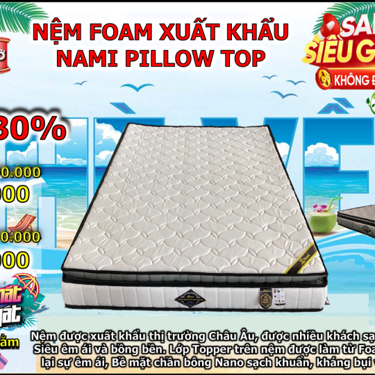 Nệm Xuất Khẩu Nami Pilow Top