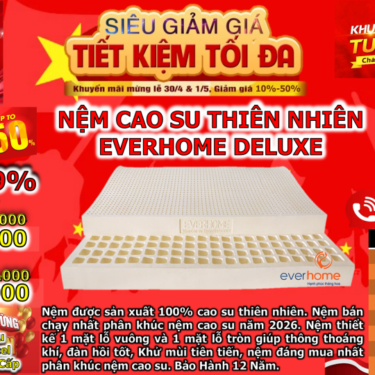 NỆM CAO SU THIÊN NHIÊN EVERHOME DELUXE