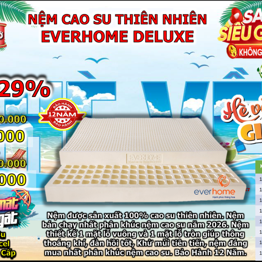 NỆM CAO SU THIÊN NHIÊN EVERHOME DELUXE