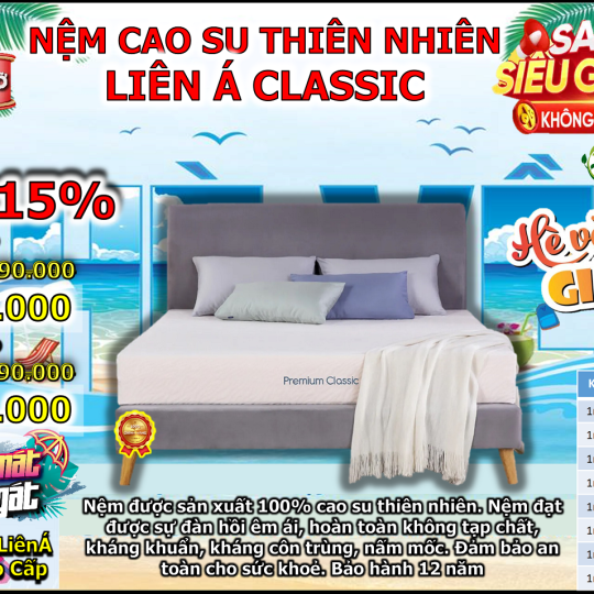 Nệm Cao Su Thiên Nhiên Liên Á