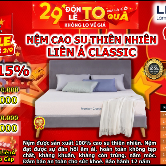 Nệm Cao Su Thiên Nhiên Liên Á