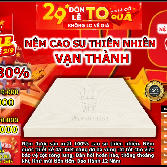 Nệm Cao Su Thiên Nhiên Vạn Thành Standard