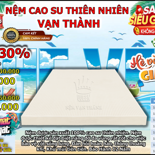 Nệm Cao Su Thiên Nhiên Vạn Thành Standard