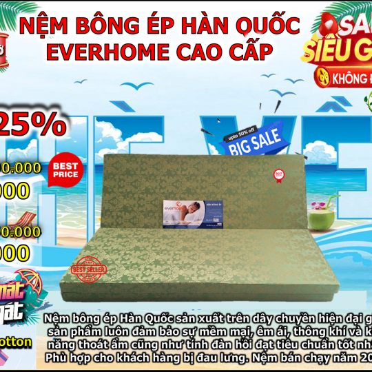 Nệm Bông Ép Hàn Quốc Everhome