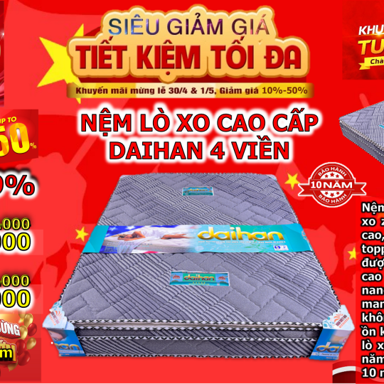 Nệm Lò Xo Túi Daihan 4 Viền