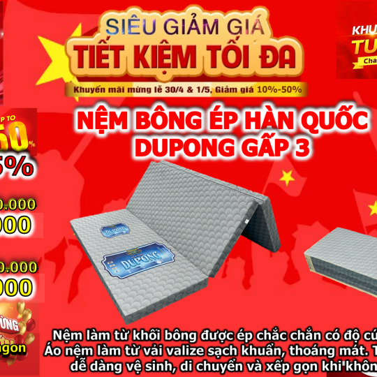 Nệm Bông Ép Dupong Gấp 3