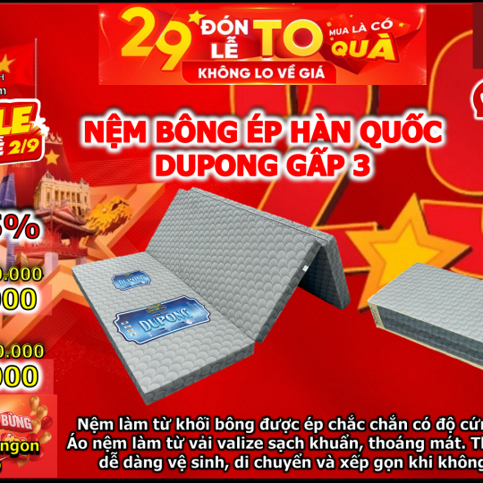 Nệm Bông Ép Dupong Gấp 3