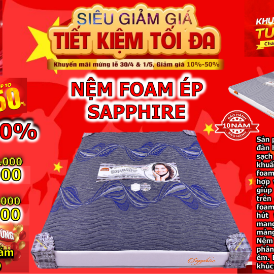 Nệm Foam Ép Cao Cấp Sapphire