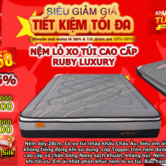 NỆM LÒ XO TÚI RUBY 3 VIỀN