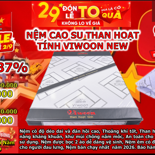 Nệm Cao Su Than Hoạt Tính Viwoon New