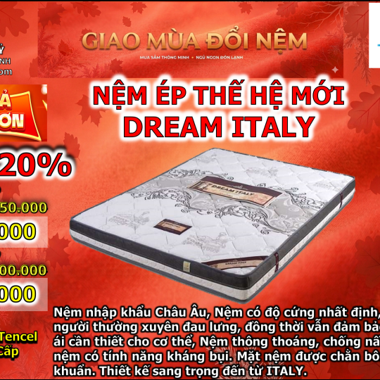 NỆM ÉP THẾ HỆ MỚI DREAM ITALY