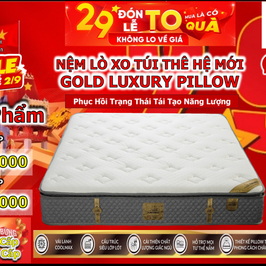 NỆM LÒ XO TÚI TONYBED LUXURY PILLOW TOP