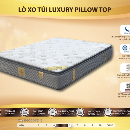NỆM LÒ XO TÚI TONYBED LUXURY PILLOW TOP